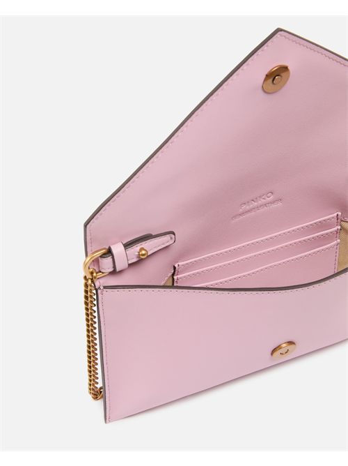 Borsa a bustina piccola in pelle liscia con logo Love Birds PINKO | 105347A0F1/P26Q